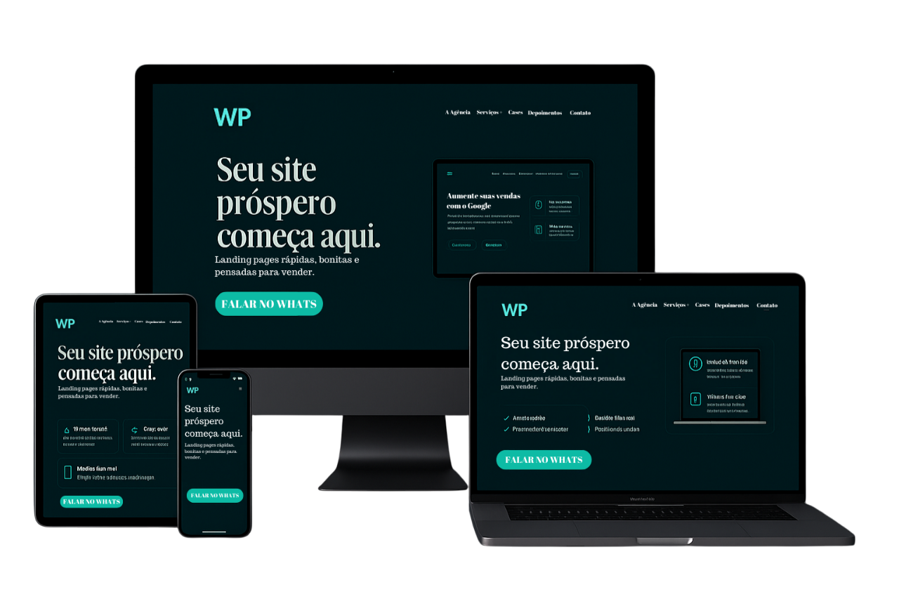 Dispositivos mostrando um site WebProsper.