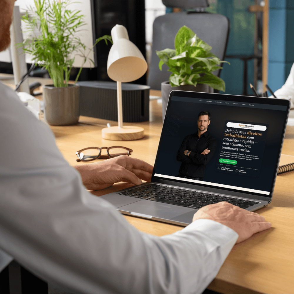 Mockup de landing page profissional em notebook